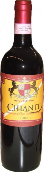 Miniatur Chianti De Guelficini Flasche Magnet, 22*80mm, Made in Italy