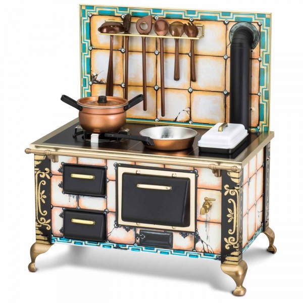 Herd Antik, Metall + Kunststoff helle Kacheln, Made in