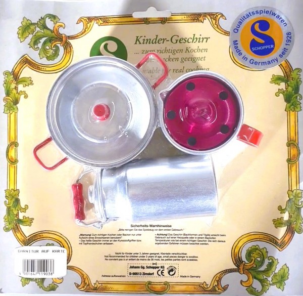 Kochgeschirrset 3-teilig, Milchkanne, mittlerer Topf und Milchtopf, Made in Germany