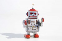 Robot, 10 cm argent/rouge Robot, 10 cm argent/rouge