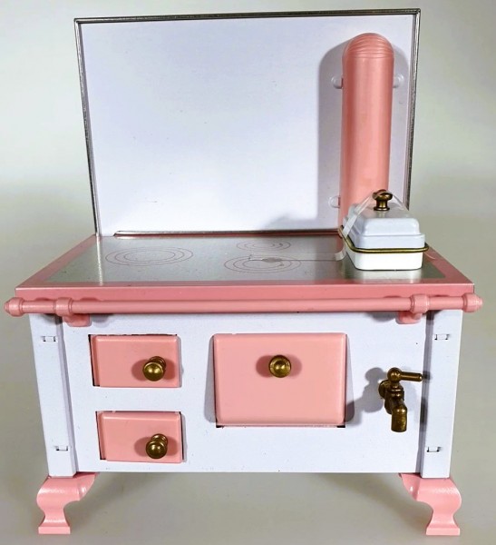 Cuisinière 1:12, blanc-rose , fabriquée en Allemagne