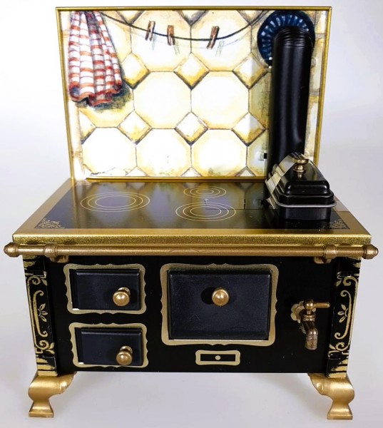 Herd 1:12, schwarz mit Rückwand Geschirrtuch , Made in Germany