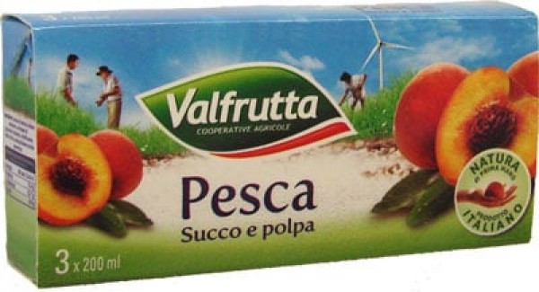 Miniatur Valfrutta Pfirsichsaft Magnet, 75*16*34mm, Made in Italy