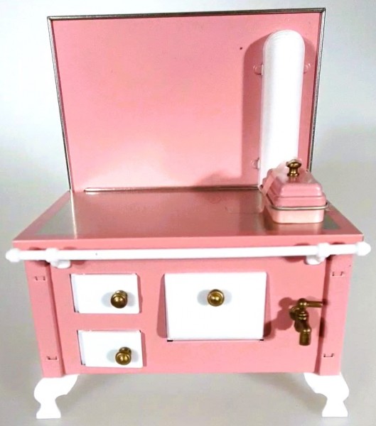 Stove 1:12, pink and white , Made in Germany