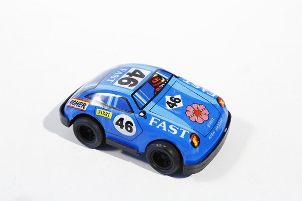 Voiture de course, bleue, 10 cm