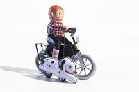 Garçon à bicyclette, avec chien Garçon à bicyclette, avec chien