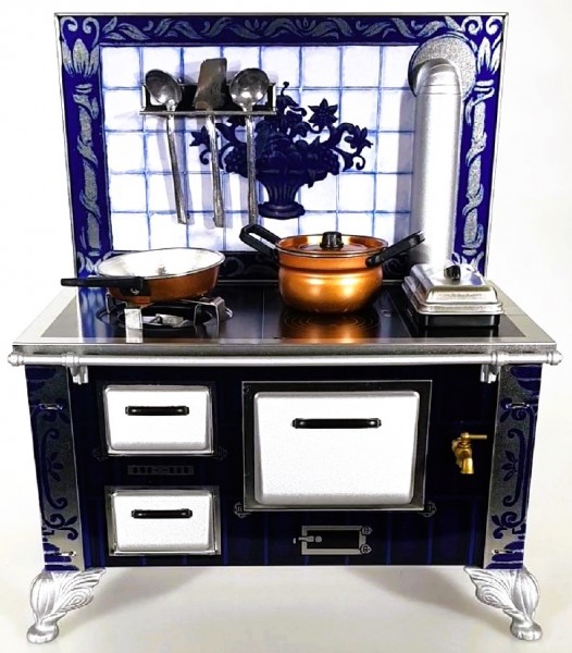 Stove 1:6, silver metal, Made in Germany