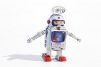 Blechroboter Mr. Atomic – Nostalgisches Aufziehspielzeug Für Sammler (ca. 9,5 Cm)