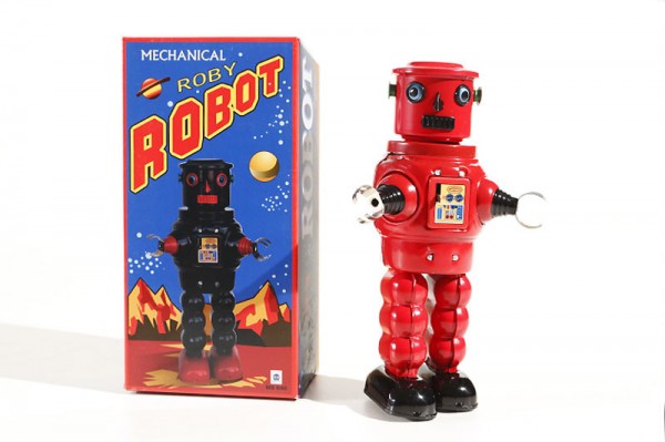 Roboter Roby Robot, 22cm, rot Made in China | Blechfabrik English